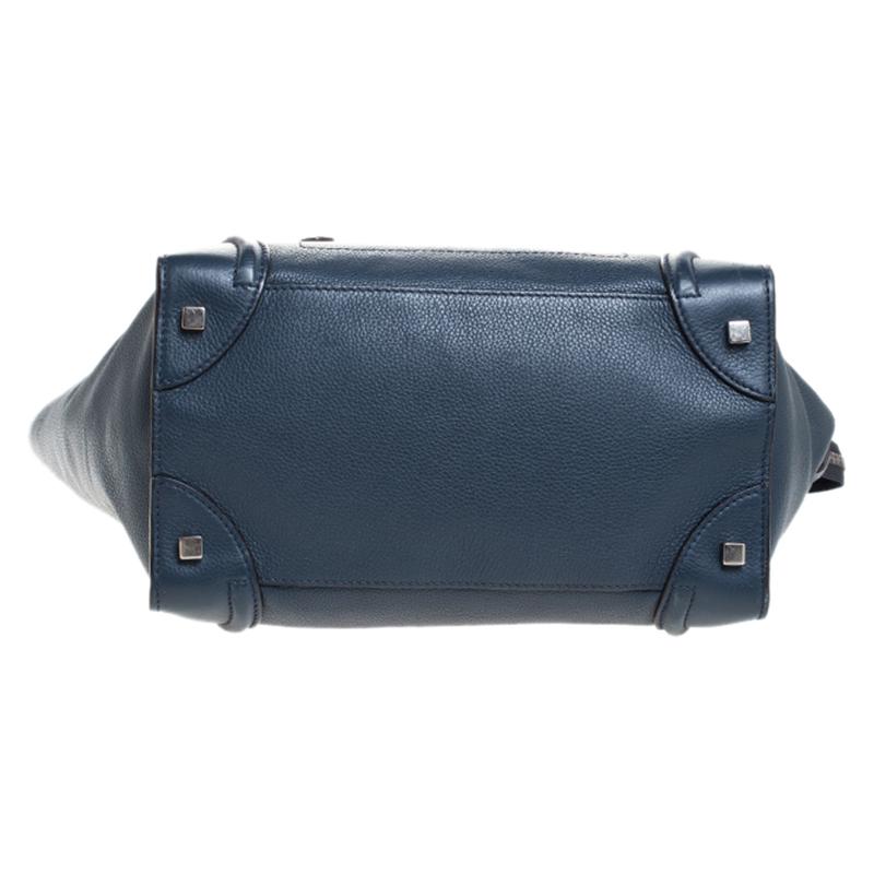 Celine Dark Blue Leather Mini Luggage Tote 2