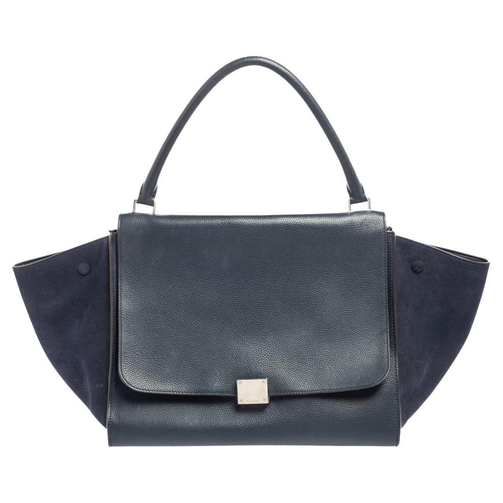 Celine Dark Blue Leather Top Handle Bag at 1stDibs