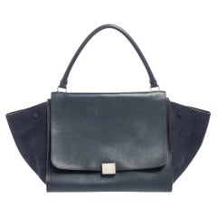 Celine Dark Blue Leather Top Handle Bag