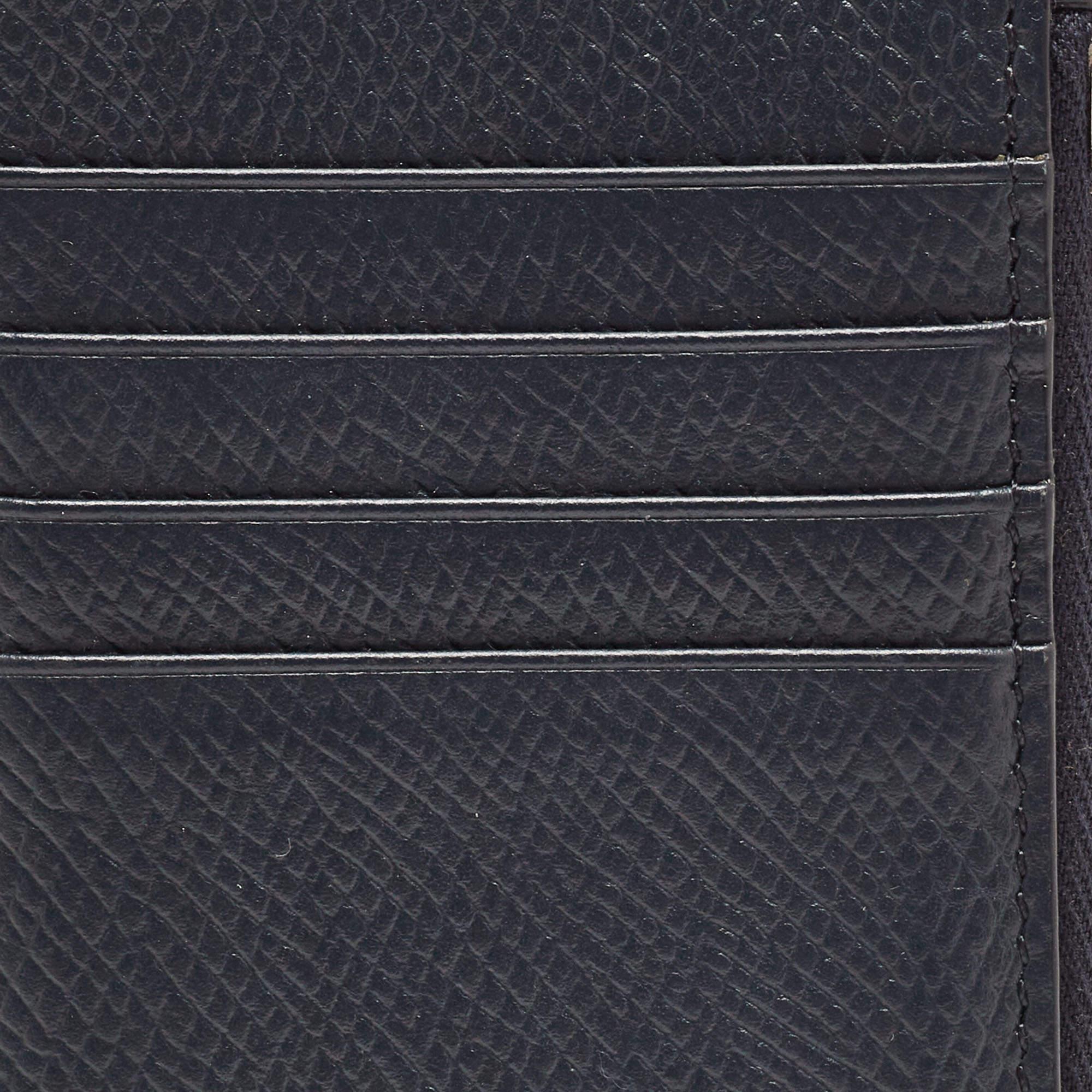 Porte-cartes zippé en cuir bleu foncé de Celine en vente 4
