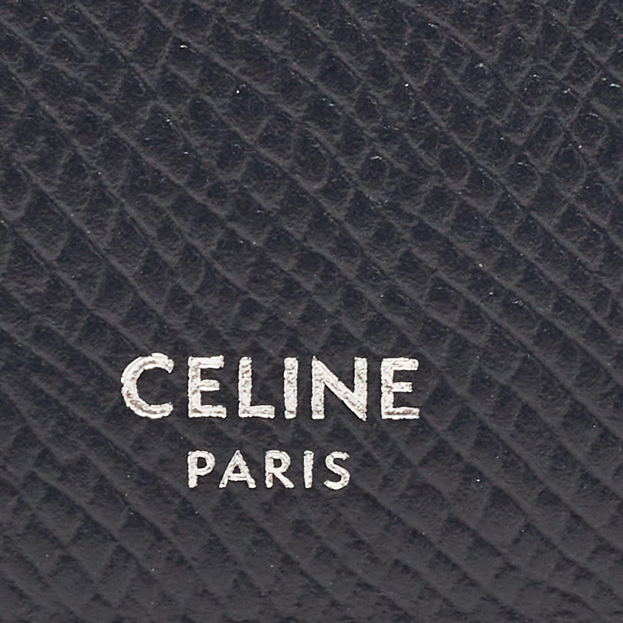 Porte-cartes zippé en cuir bleu foncé de Celine en vente 5