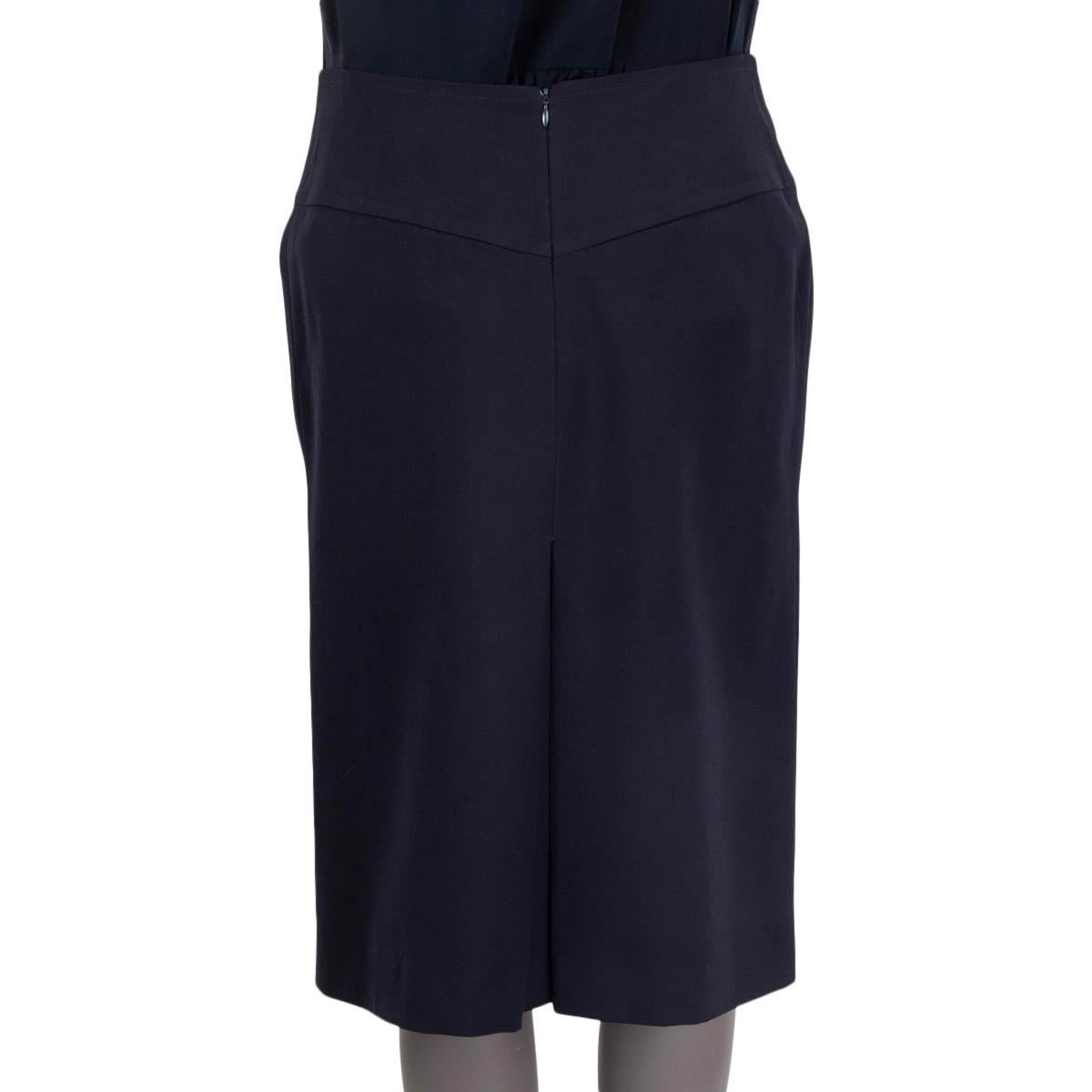 Women's CELINE dark blue wool CHAIN DETAIL Skirt 40 M VINTAGE For Sale