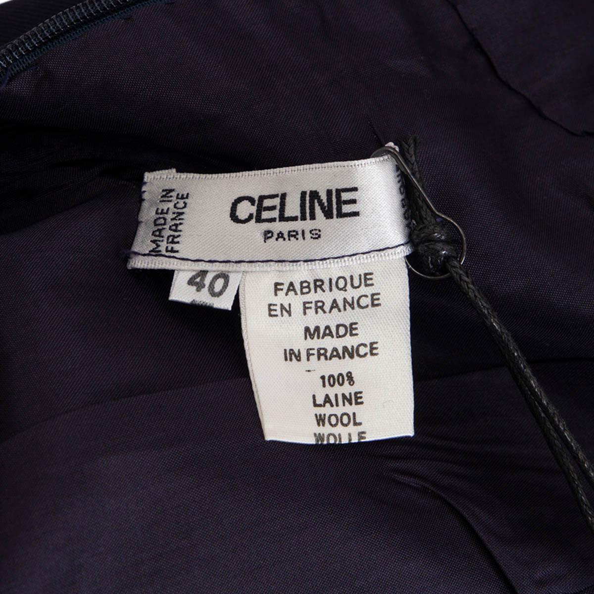 Céline, jupe vintage en laine bleu foncé avec détail en chaîne, 40 M en vente 1