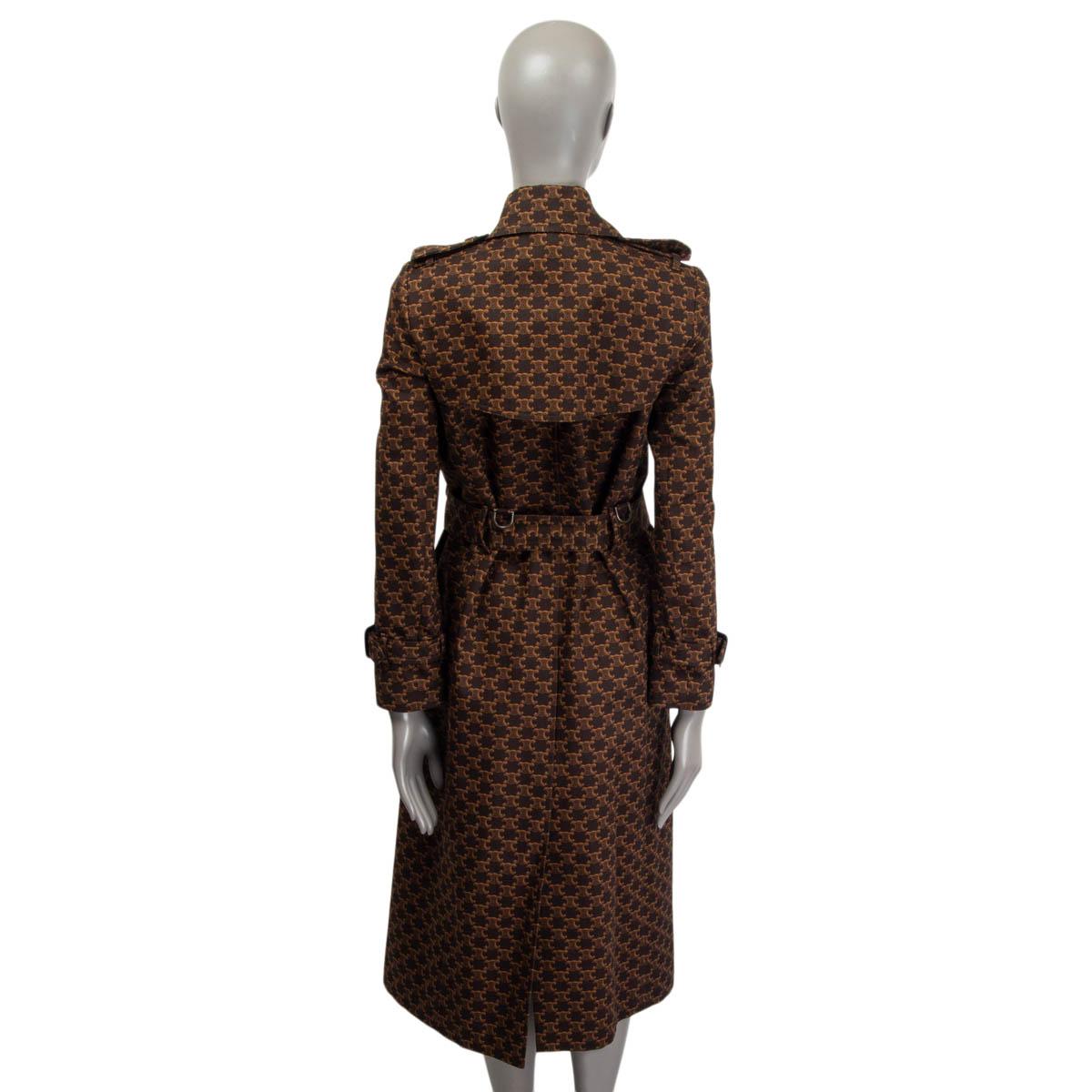  CELINE - Manteau TRIOMPHE en coton marron foncé imprimé TRIOMPHE - Veste courte S Pour femmes 