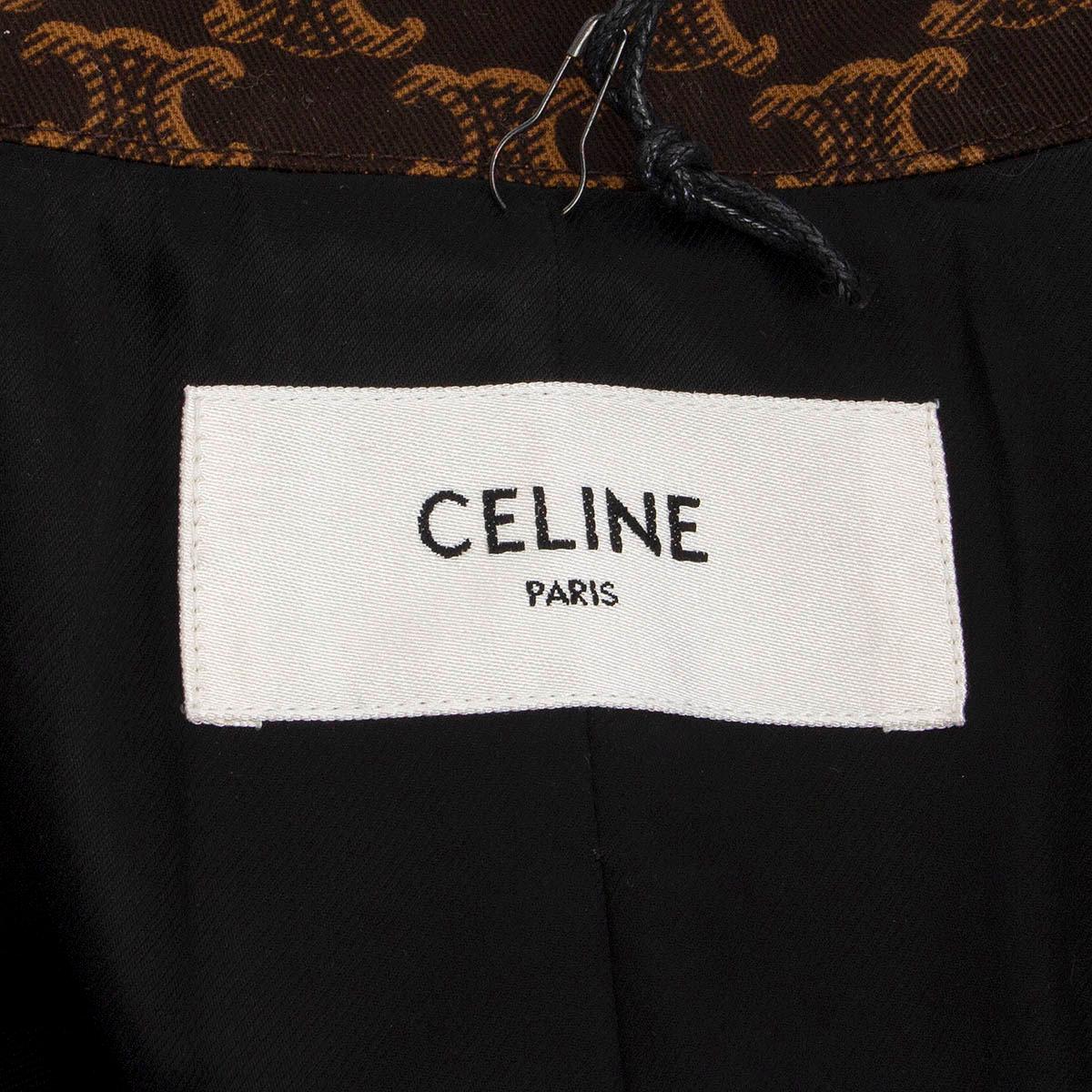 Women's CELINE dark brown cotton TRIOMPHE PRINT TRENCH Coat Jacket S