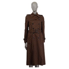 CELINE dark brown cotton TRIOMPHE PRINT TRENCH Coat Jacket S