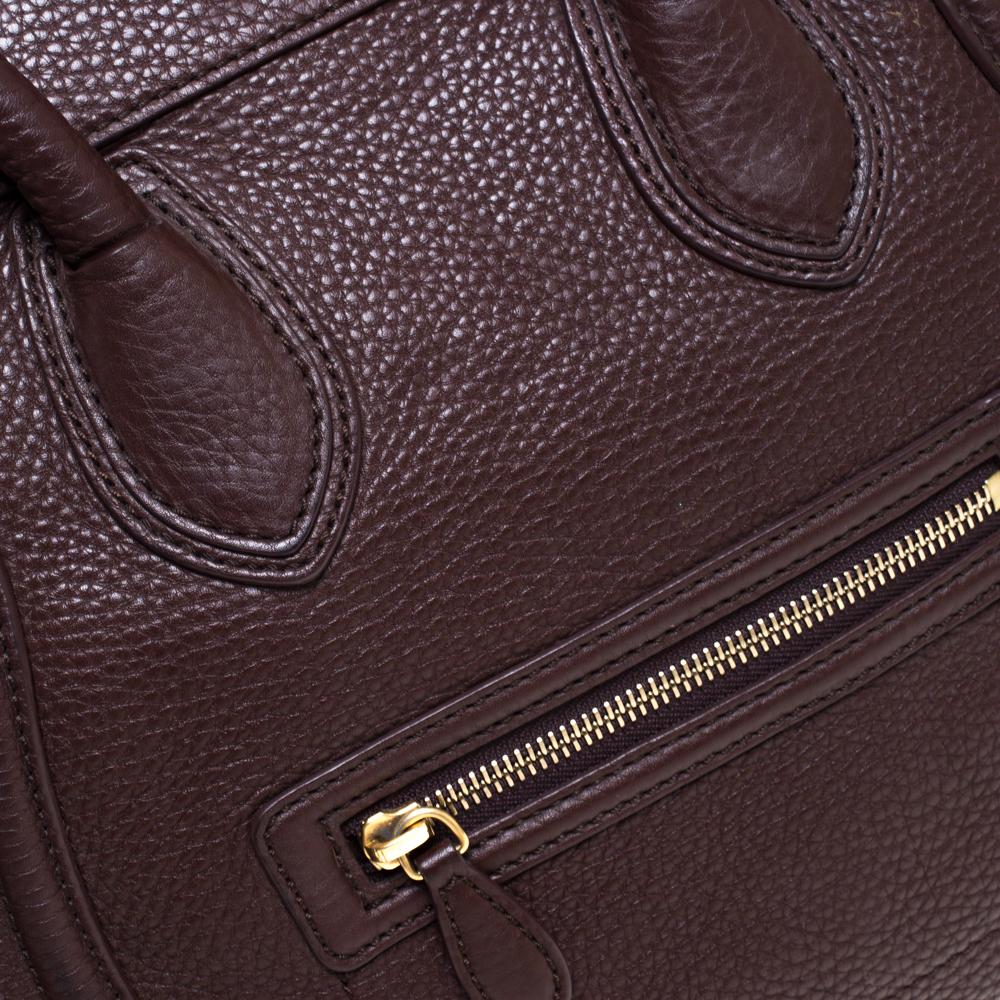 Celine Dark Brown Leather Mini Luggage Tote 5