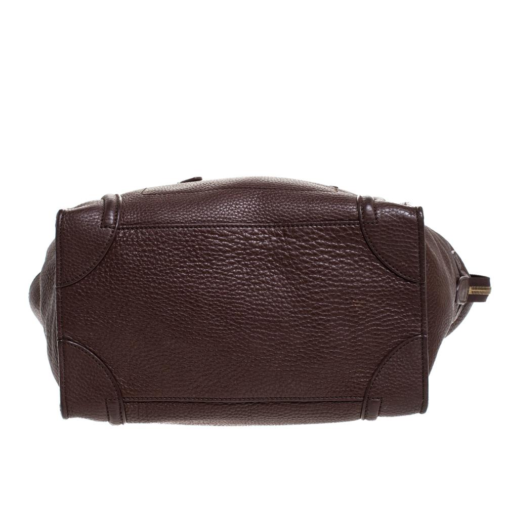 Women's Celine Dark Brown Leather Mini Luggage Tote