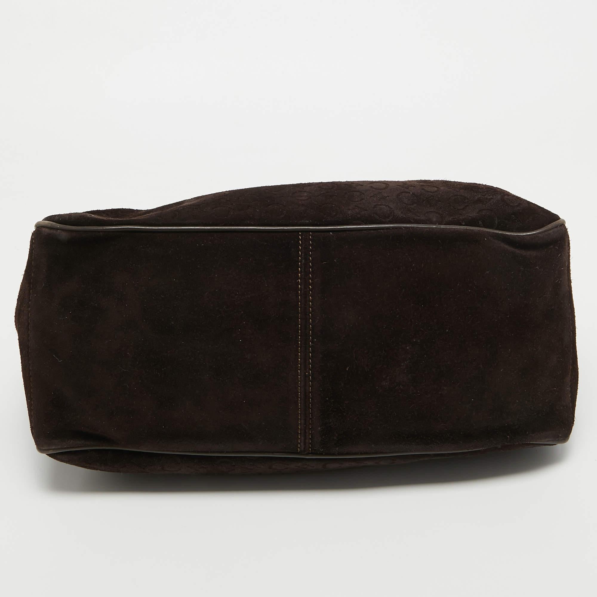 Celine Dark Brown Suede and Leather Boogie Satchel For Sale 7