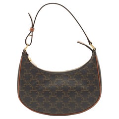 Celine Dark Brown Triomphe Coated Canvas and Leather Ava Hobo