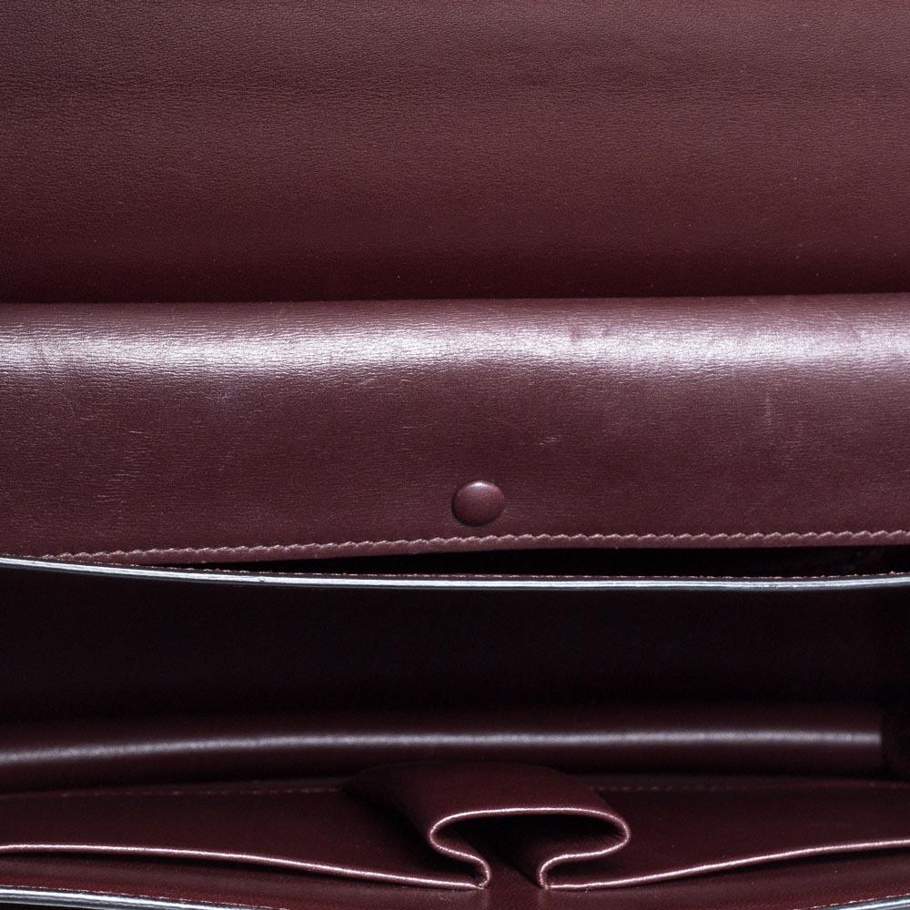 Celine Dark Burgundy/Grey Leather And Suede Medium Case Shoulder Bag 5