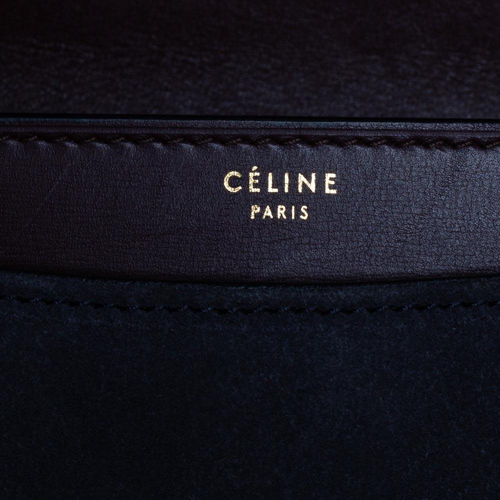Celine Dark Burgundy/Grey Leather And Suede Medium Case Shoulder Bag 3