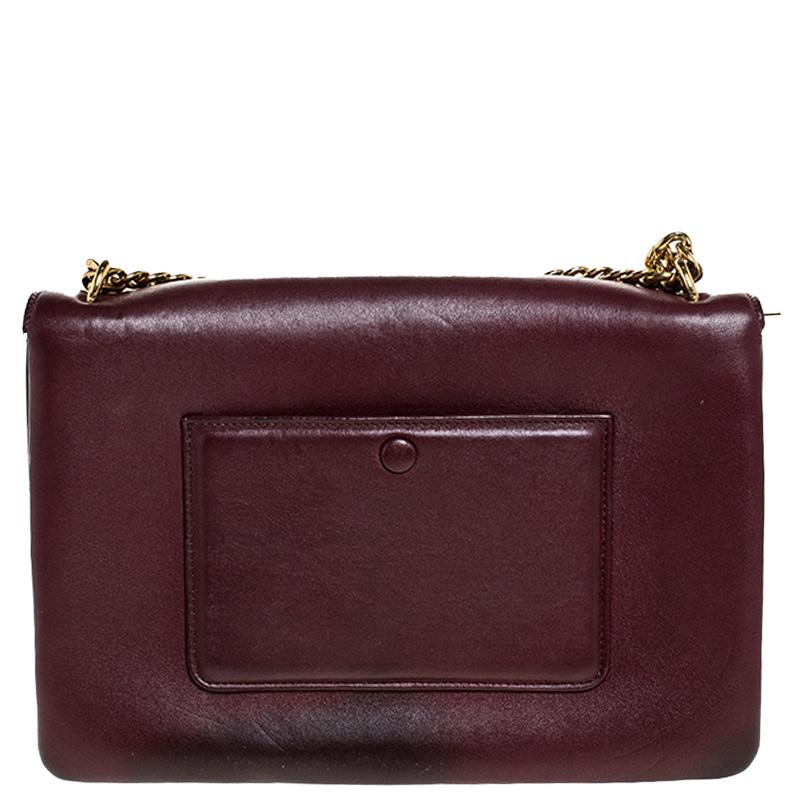 Celine Dark Burgundy Leather Flap Chain Shoulder Bag 5
