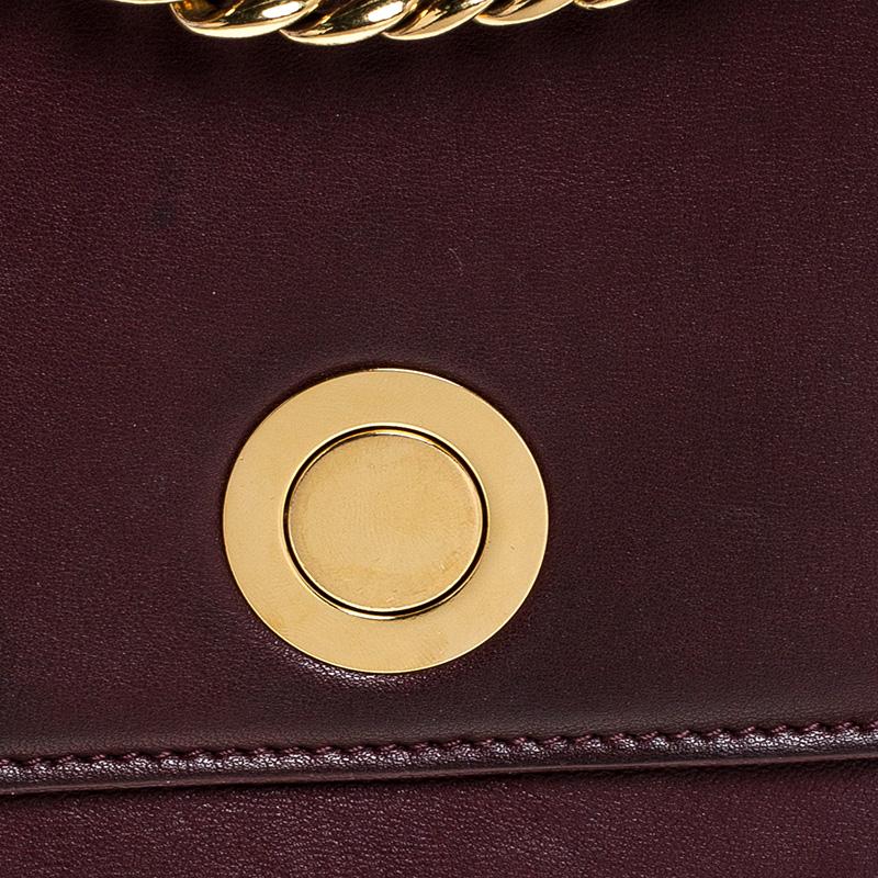 Celine Dark Burgundy Leather Flap Chain Shoulder Bag 6