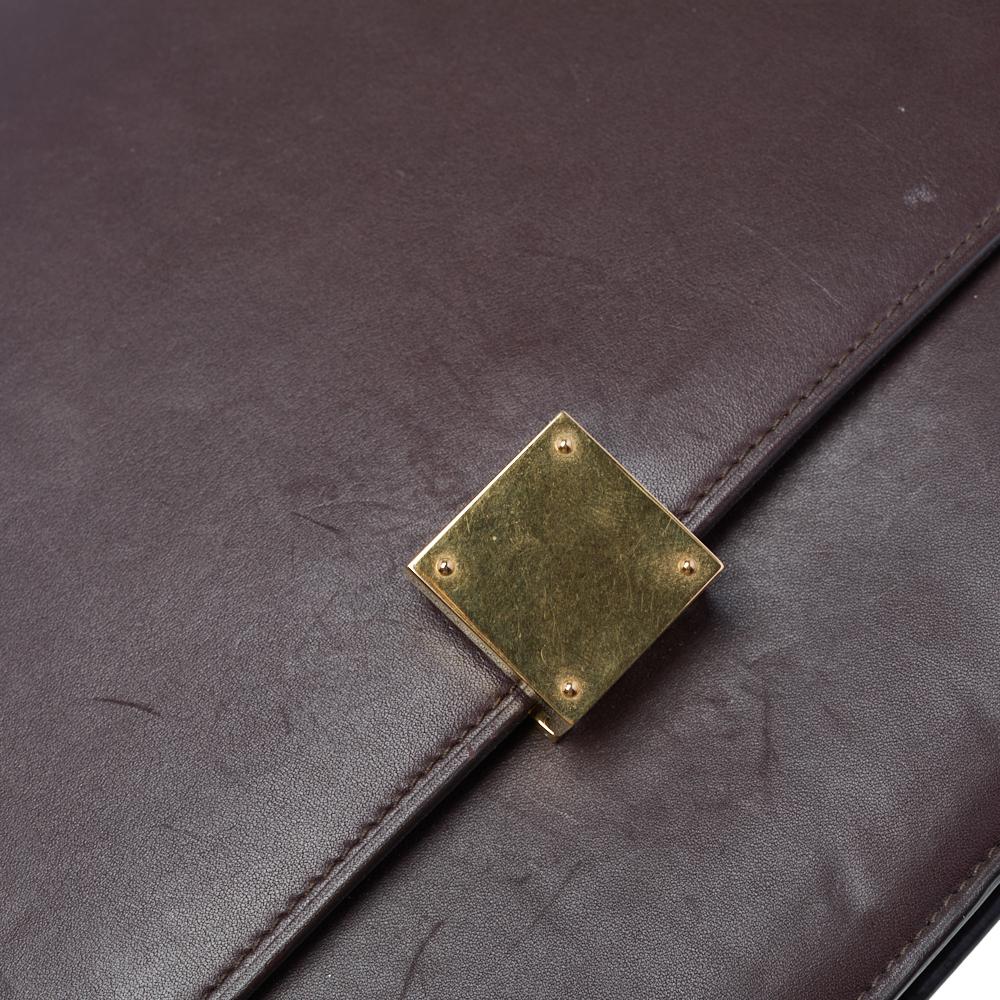 Celine Dark Burgundy Leather Large Case Chain Flap Shoulder Bag 7