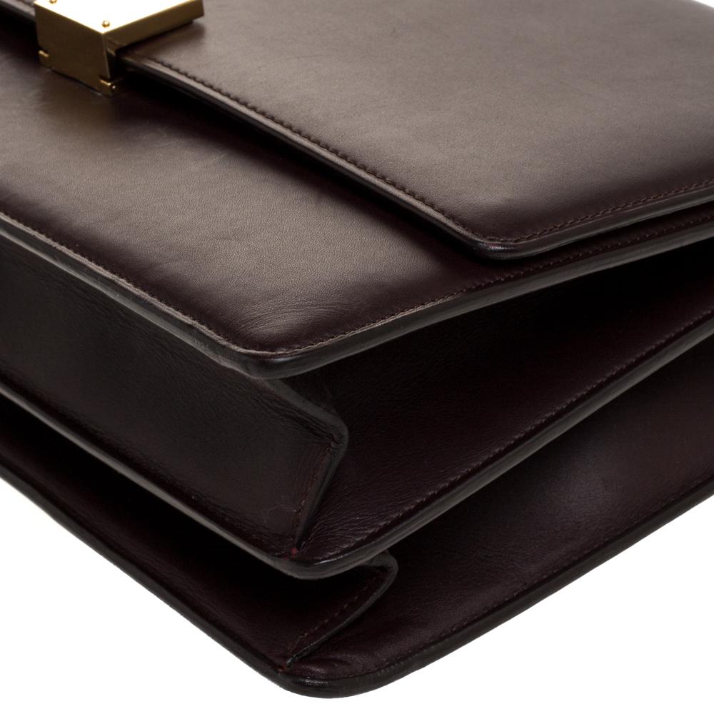 Celine Dark Burgundy Leather Large Case Chain Flap Shoulder Bag In Good Condition In Dubai, Al Qouz 2
