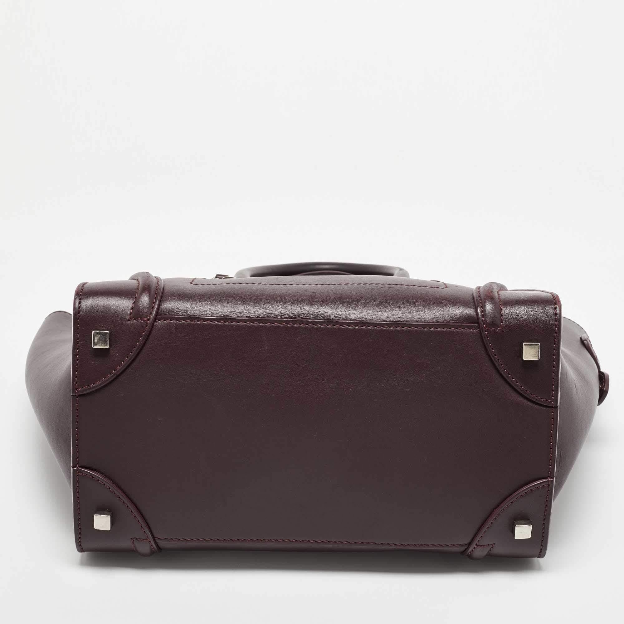 Celine Dark Burgundy Leather Mini Luggage Tote 7
