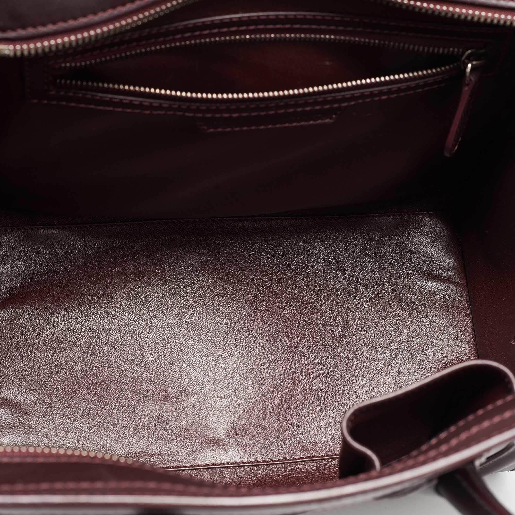 Celine Dark Burgundy Leather Mini Luggage Tote 1