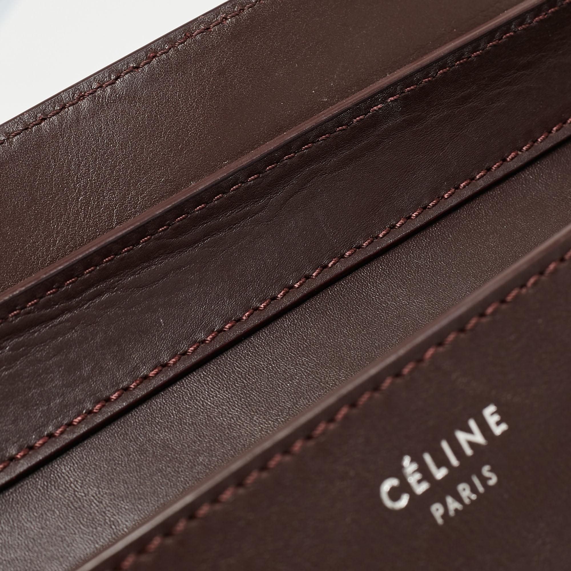 Celine Dark Burgundy Leather Mini Luggage Tote For Sale 1