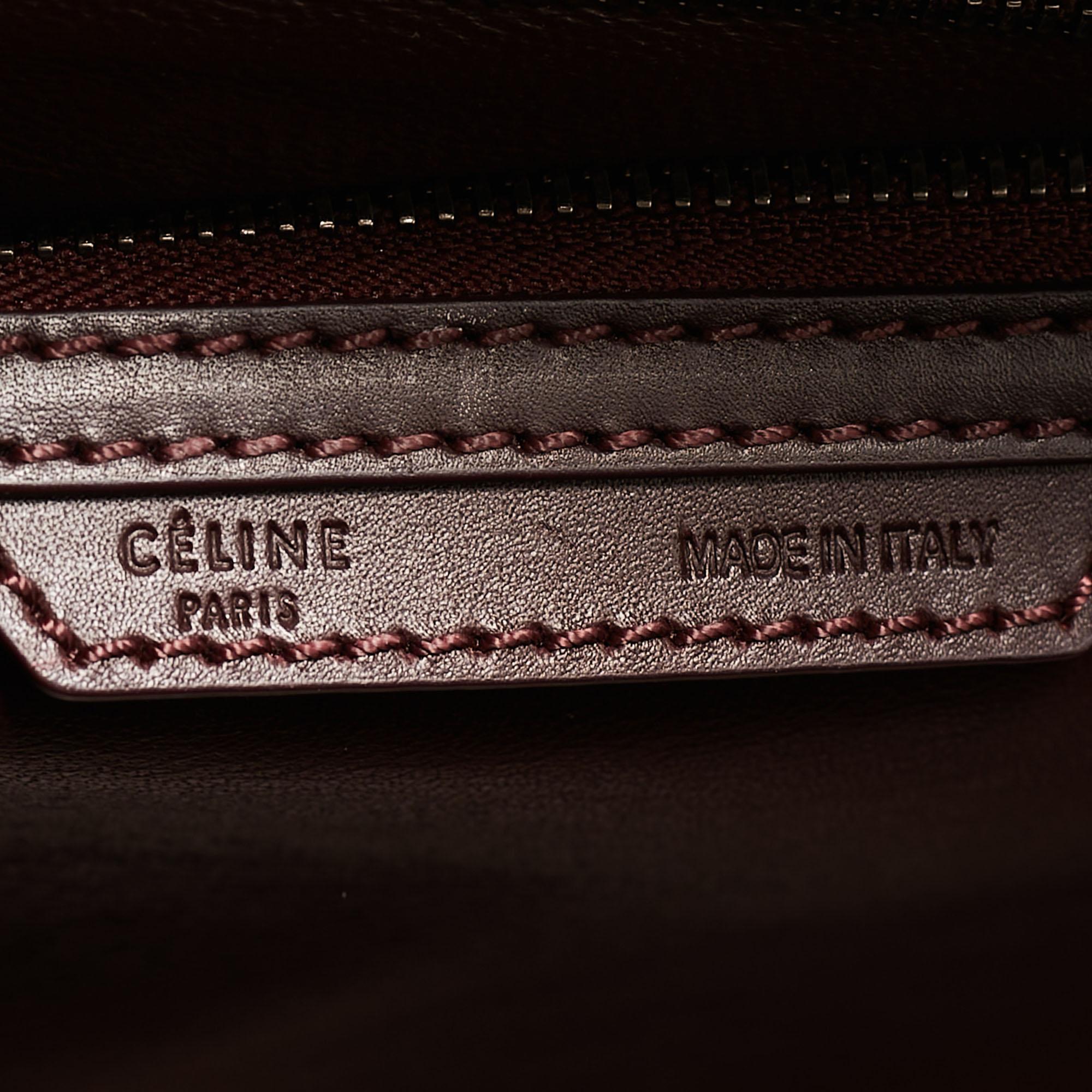 Celine Dark Burgundy Leather Mini Luggage Tote For Sale 5