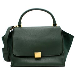 Celine Dark Green Calfskin Trapeze Bag