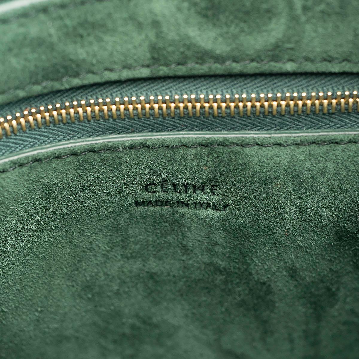 CELINE dark green leather SANGLE SMALL BUCKET Shoulder Bag 2