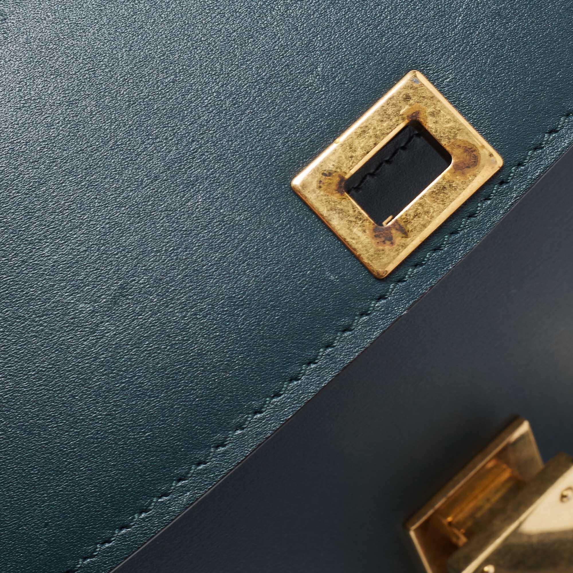 Celine Dark Green Leather Small Classic Box Flap Bag 10
