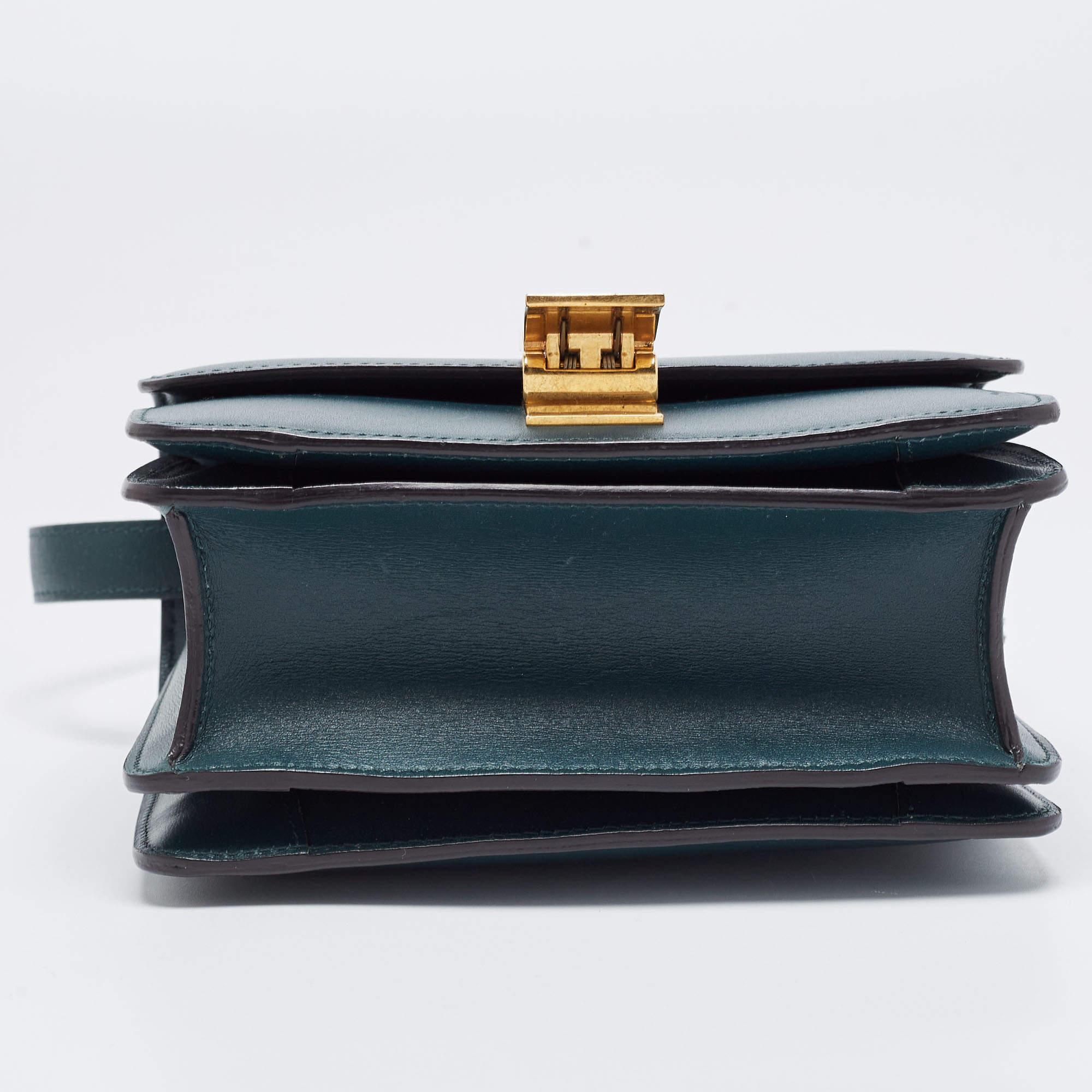 Celine Dark Green Leather Small Classic Box Flap Bag 1