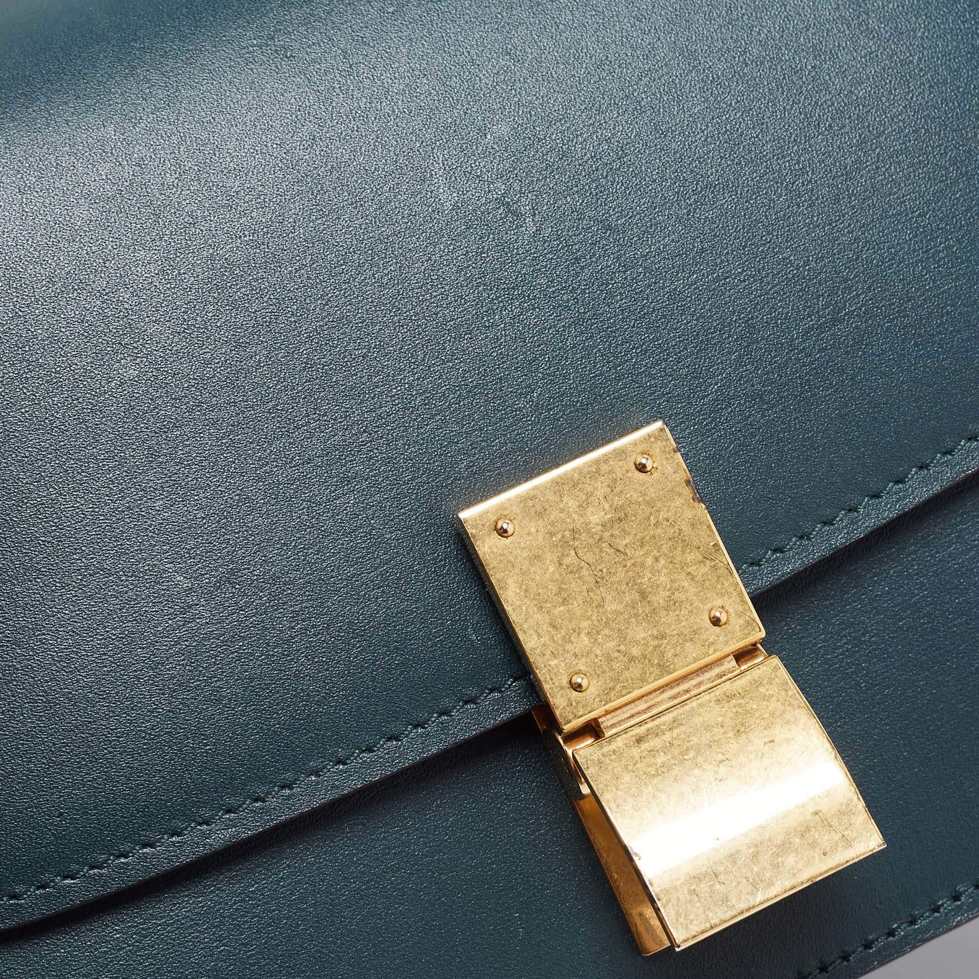 Celine Dark Green Leather Small Classic Box Flap Bag 3