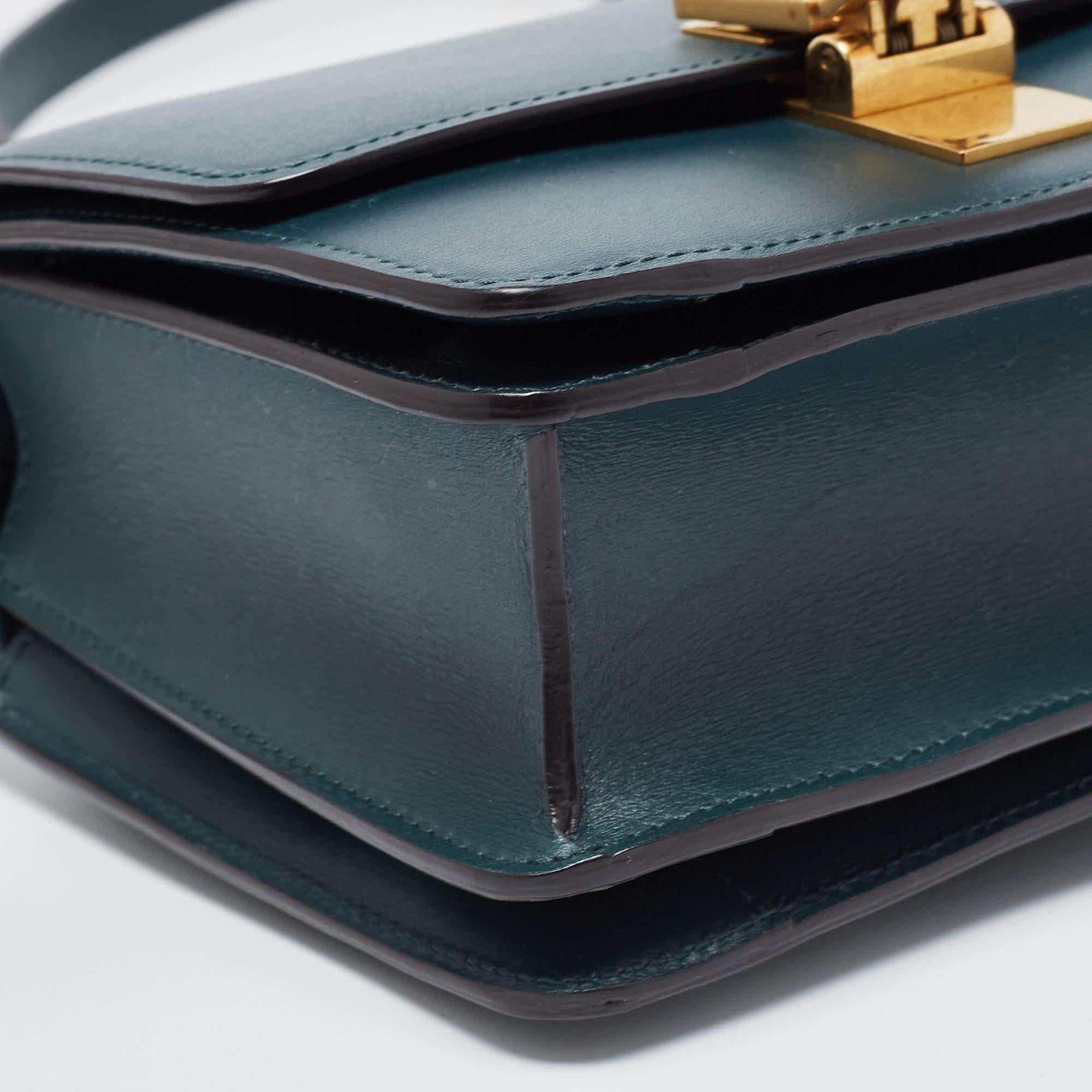 Celine Dark Green Leather Small Classic Box Flap Bag 4