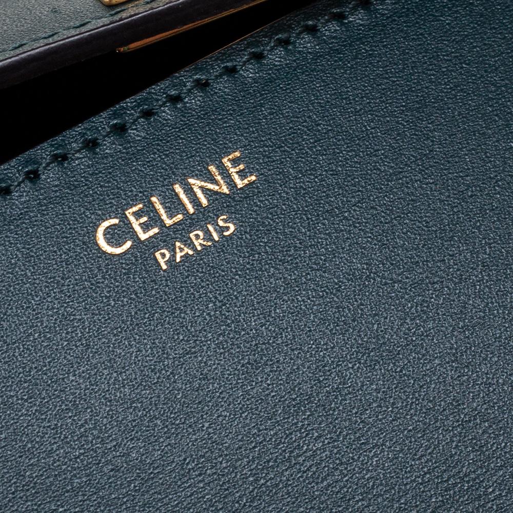 Women's Celine Dark Green Leather Small Classic Box Shoulder Bag