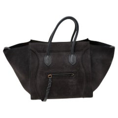 Dunkelgraue Phantom-Gepäcktasche aus Leder und Wildleder von Celine