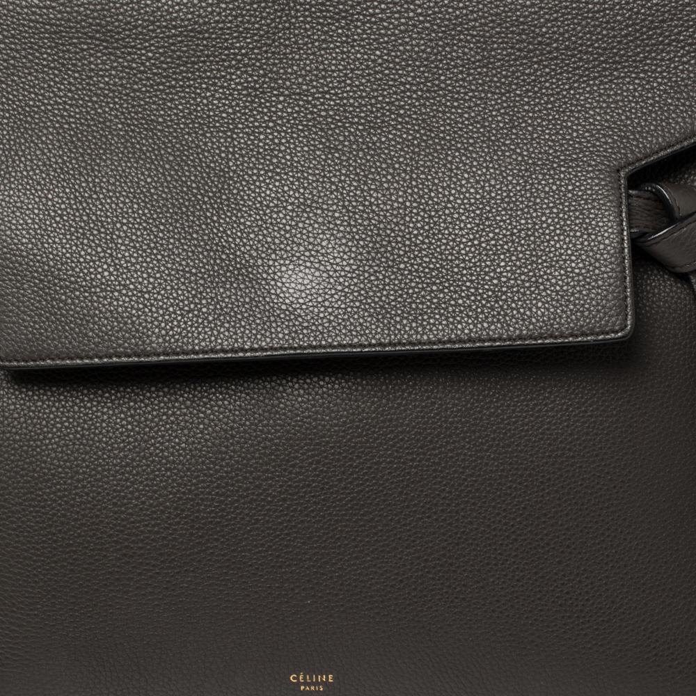 Celine Dark Grey Leather Small Belt Top Handle Bag 5