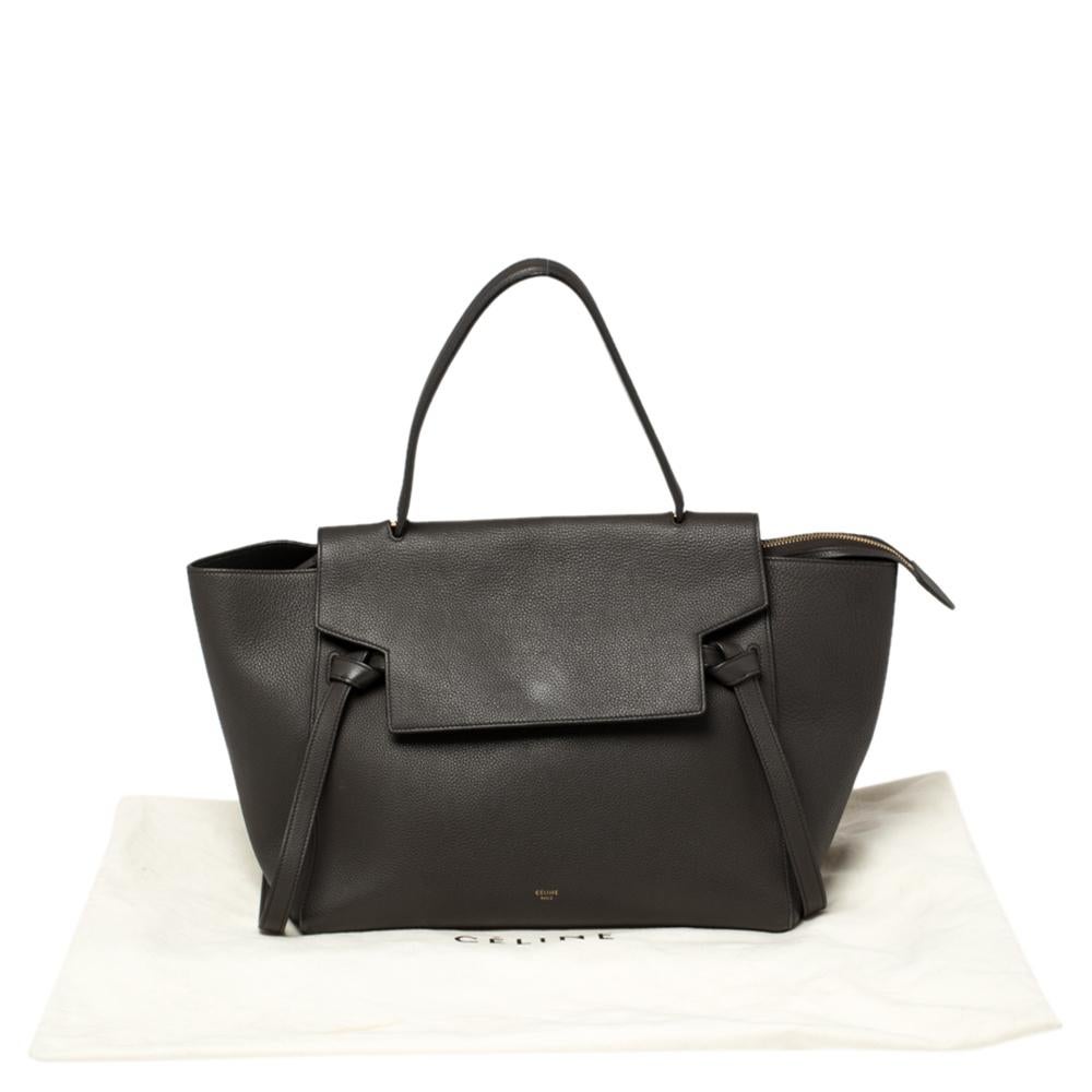 Celine Dark Grey Leather Small Belt Top Handle Bag 7