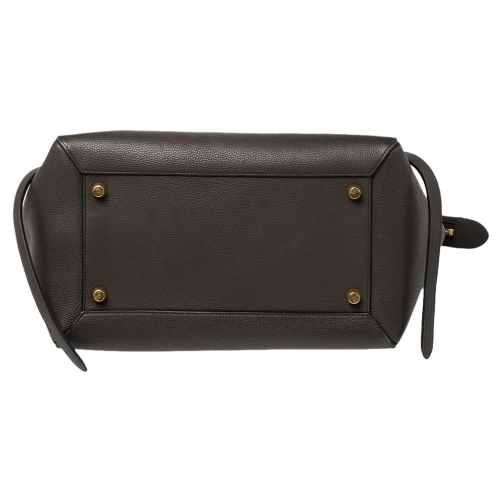 Women's Celine Dark Grey Leather Small Belt Top Handle Bag
