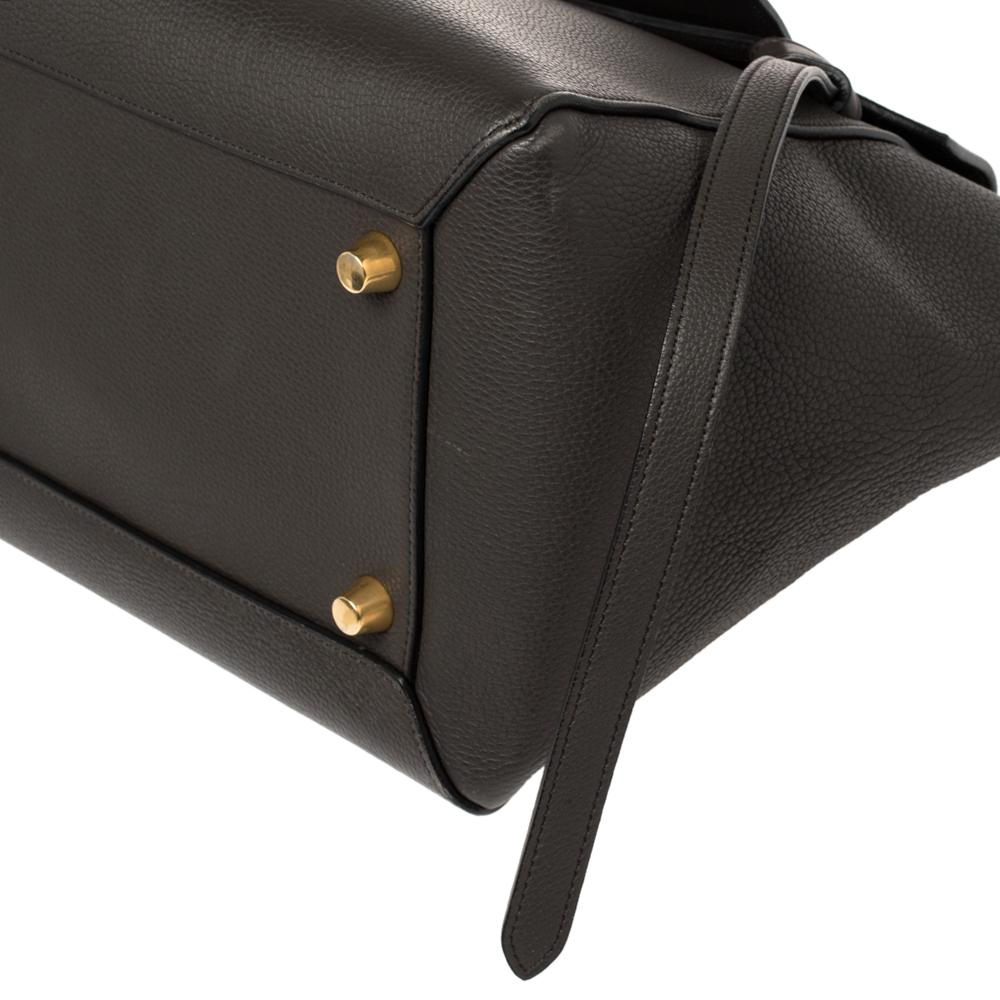 Celine Dark Grey Leather Small Belt Top Handle Bag 2
