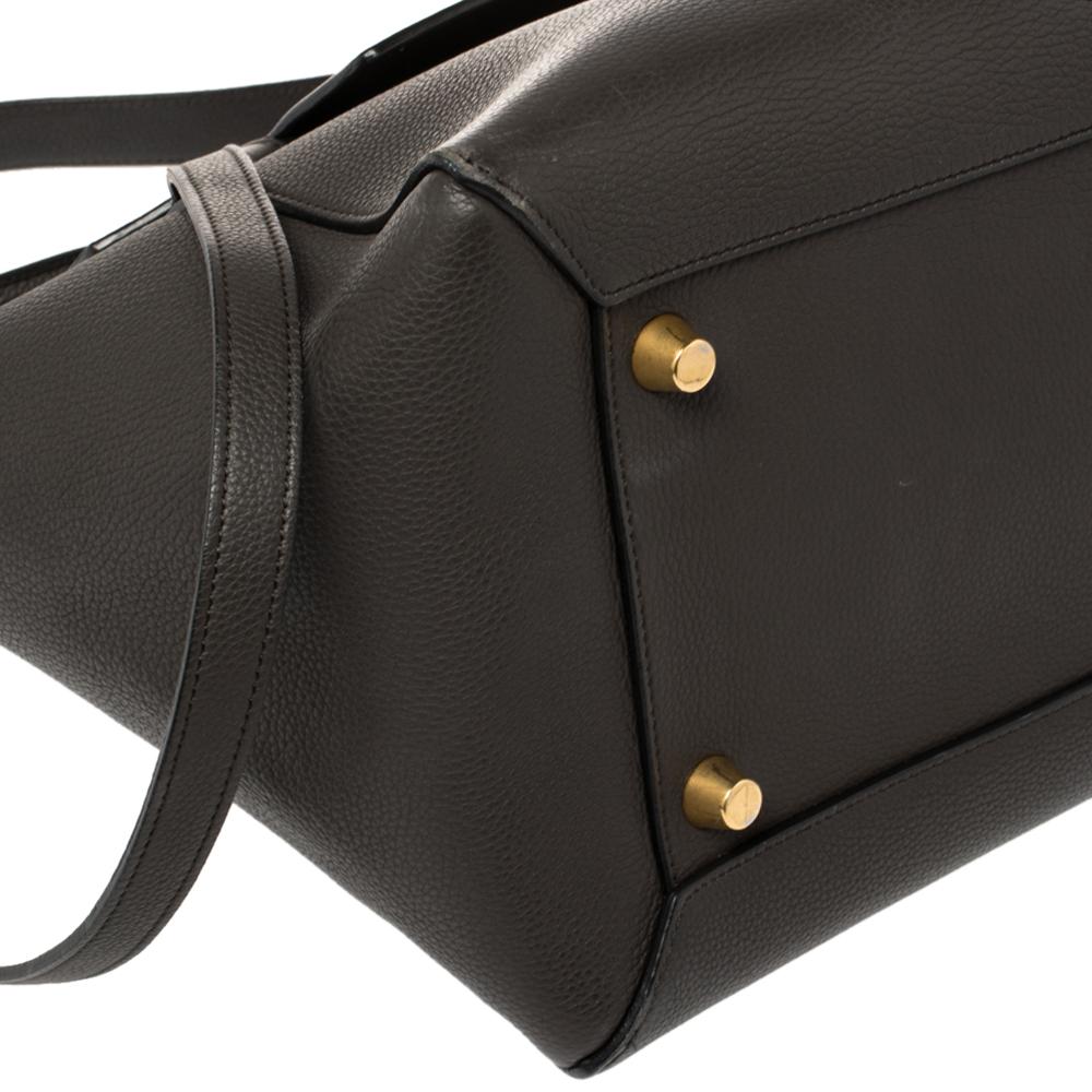Celine Dark Grey Leather Small Belt Top Handle Bag 3