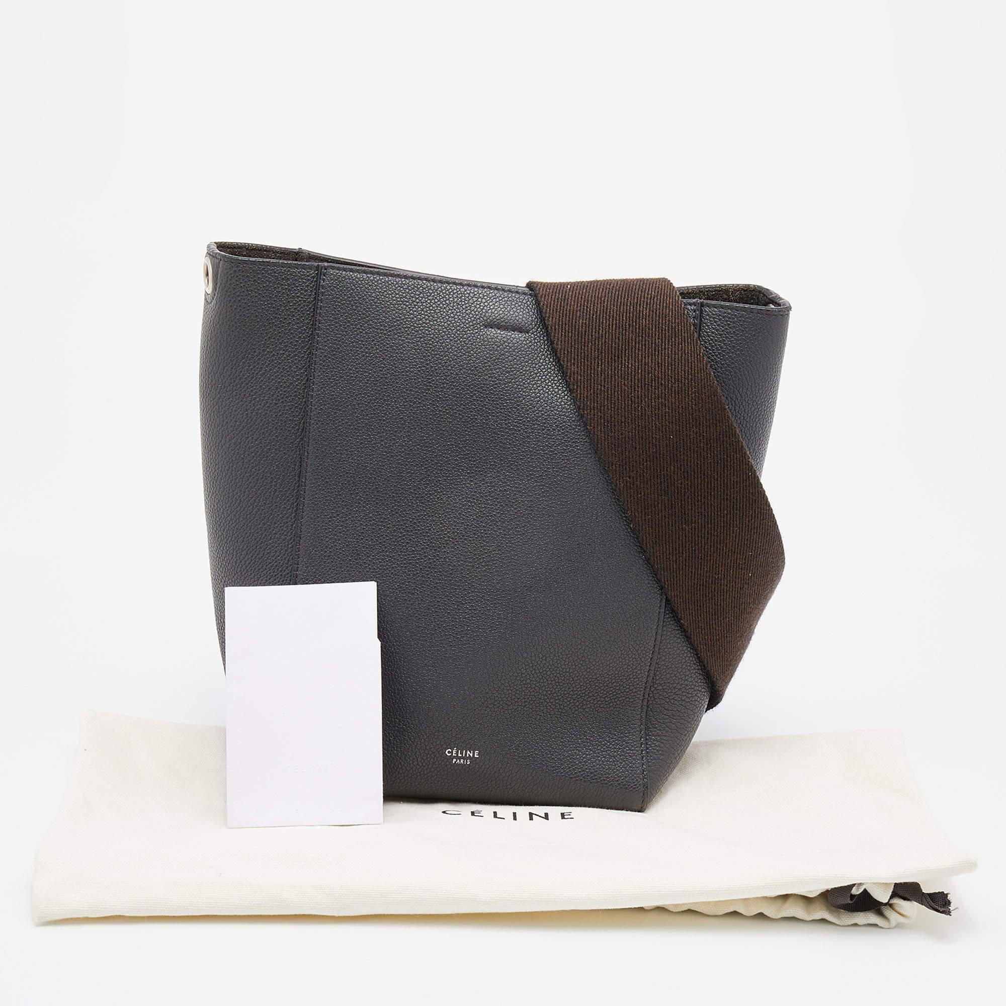 Celine Dark Grey Leather Small Sangle Shoulder Bag 6