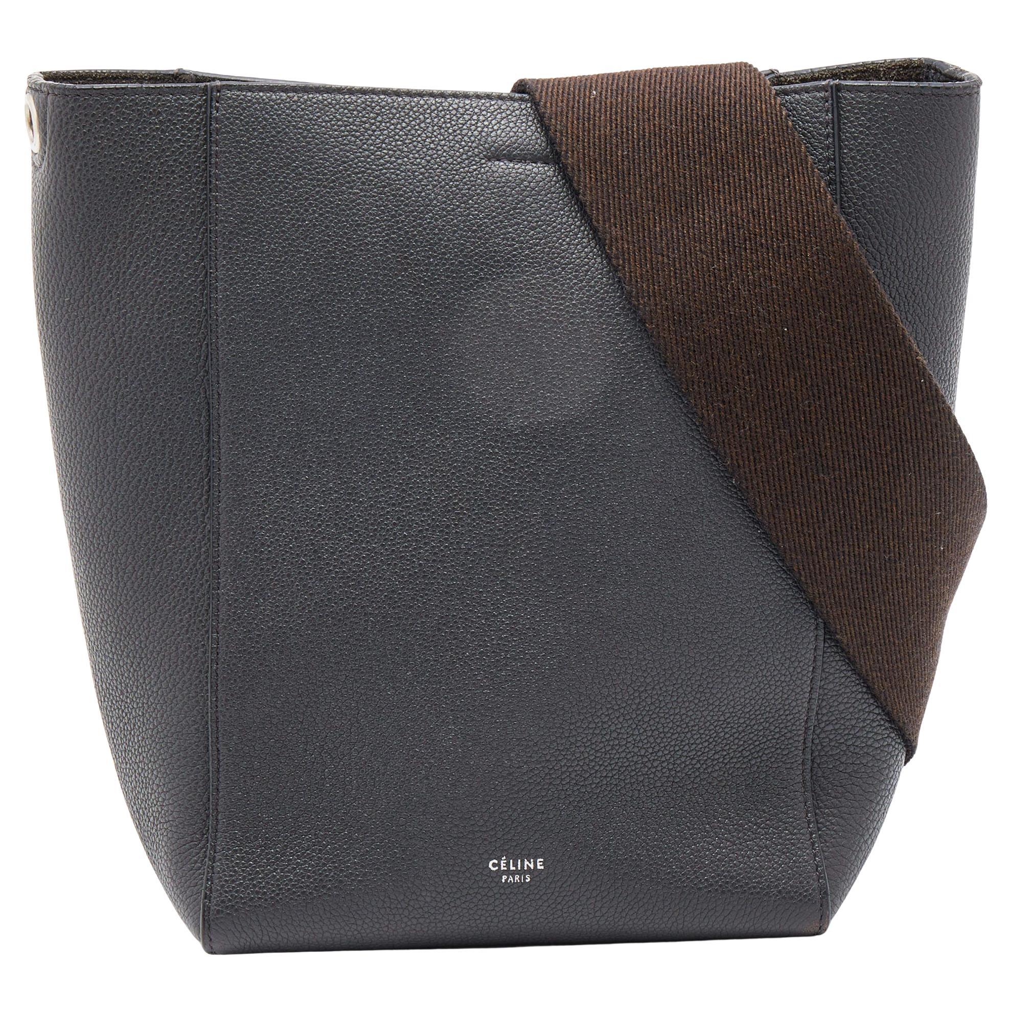 Celine Dark Grey Leather Small Sangle Shoulder Bag