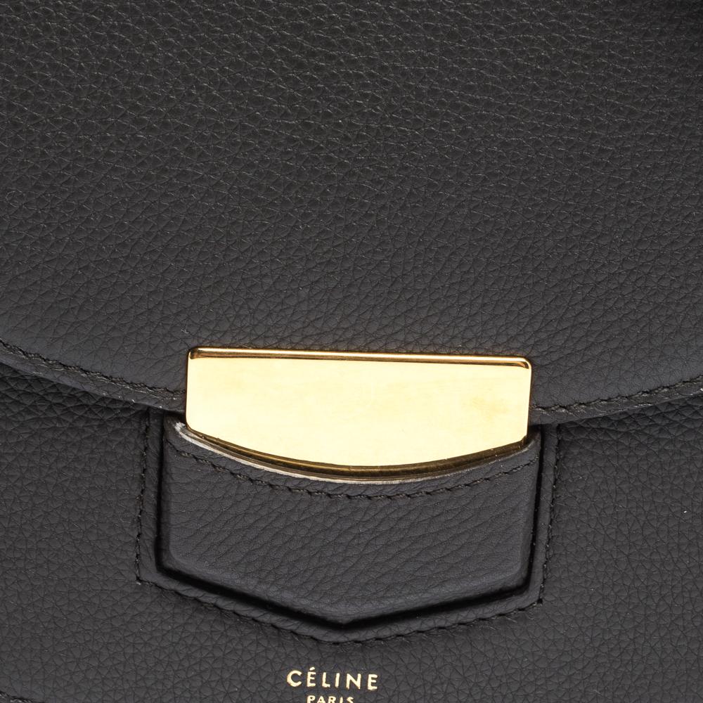 Celine Dark Grey Leather Small Trotteur Crossbody Bag 2