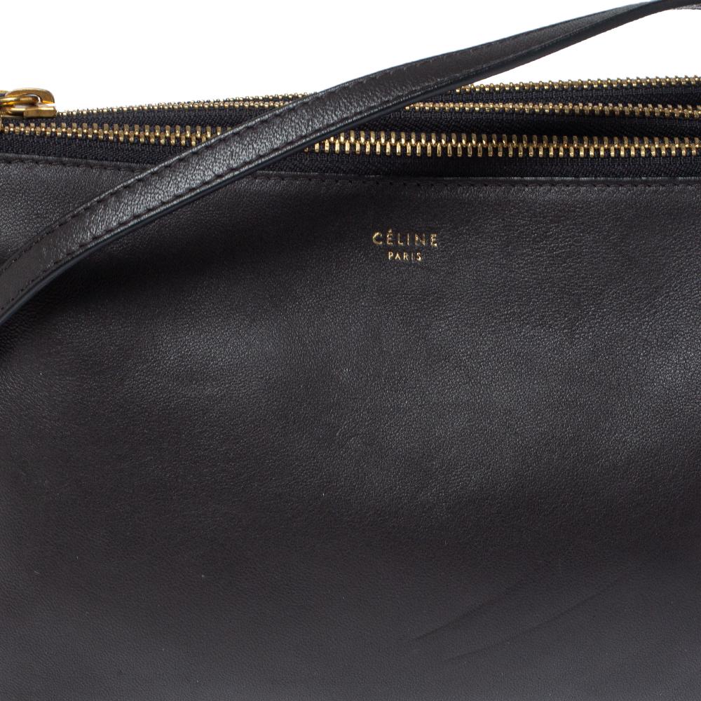 Celine Dark Grey Leather Trio Shoulder Bag 5
