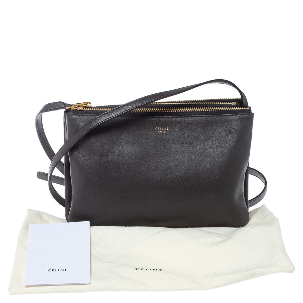 Celine Dark Grey Leather Trio Shoulder Bag 6