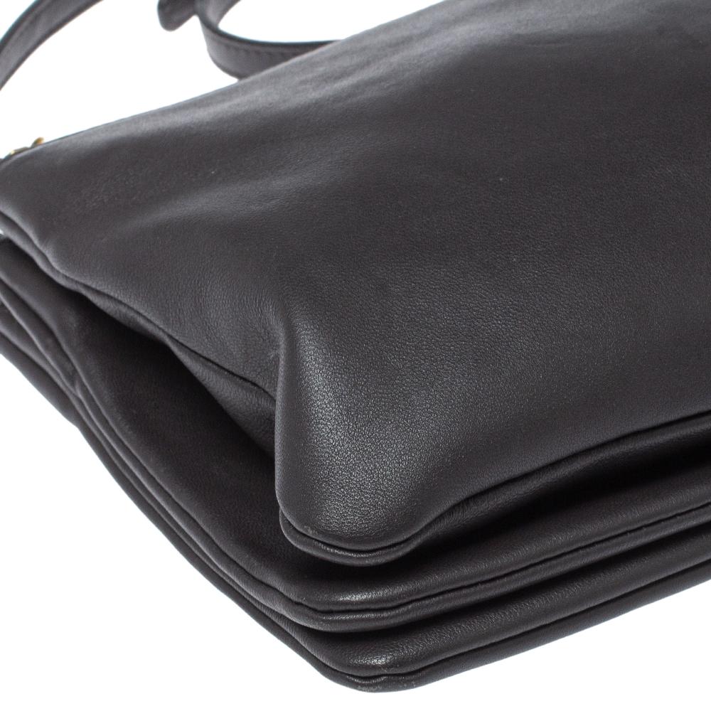 Celine Dark Grey Leather Trio Shoulder Bag 3
