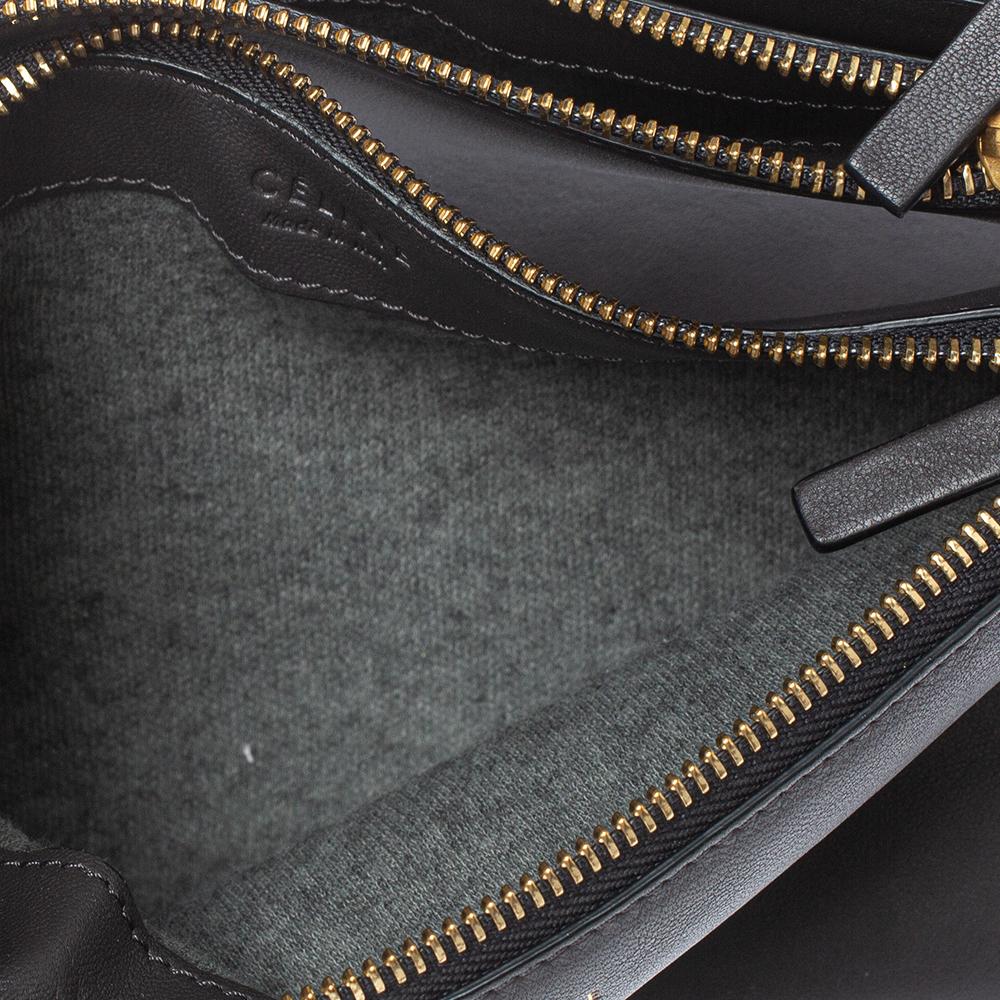 Celine Dark Grey Leather Trio Shoulder Bag 4