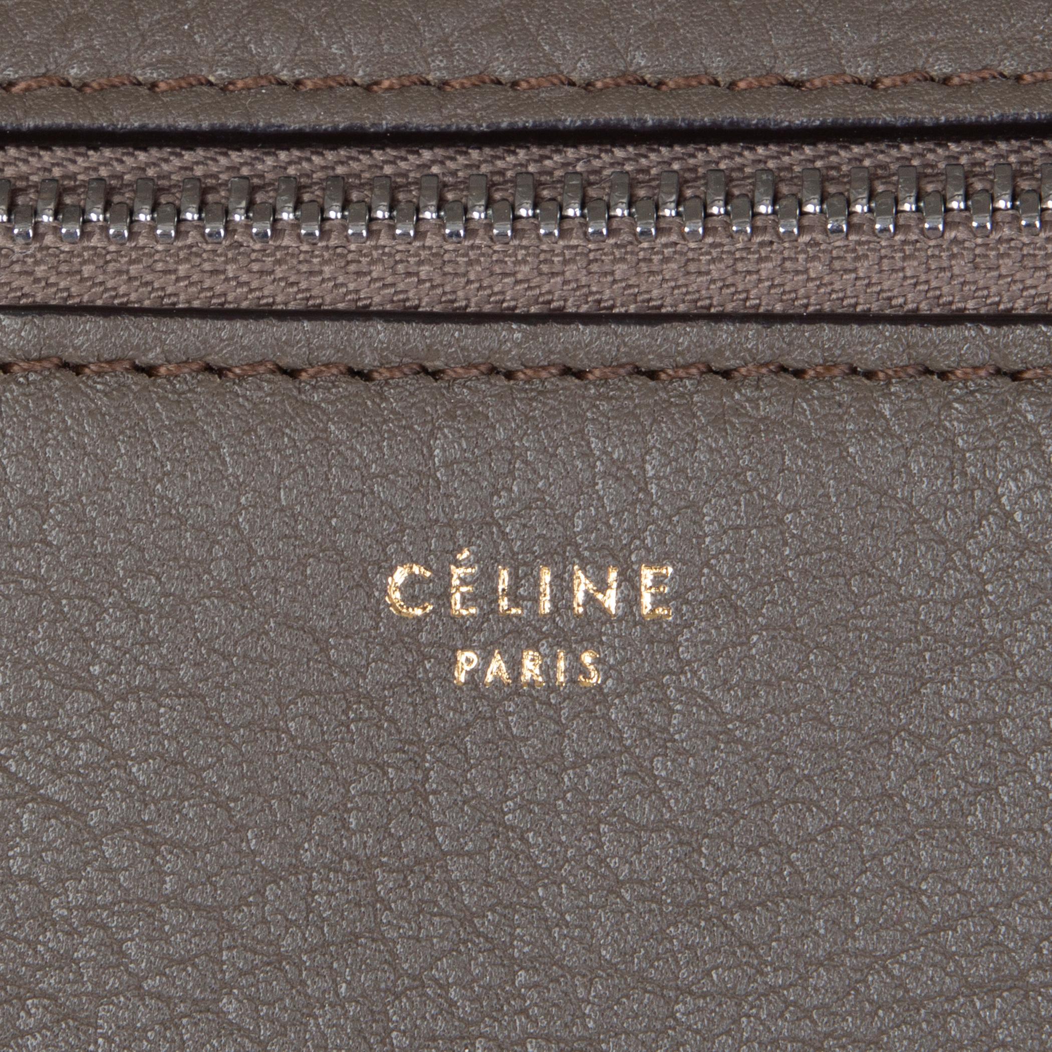 CELINE dark khaki leather EDGE MEDIUM Shoulder Bag In Excellent Condition In Zürich, CH