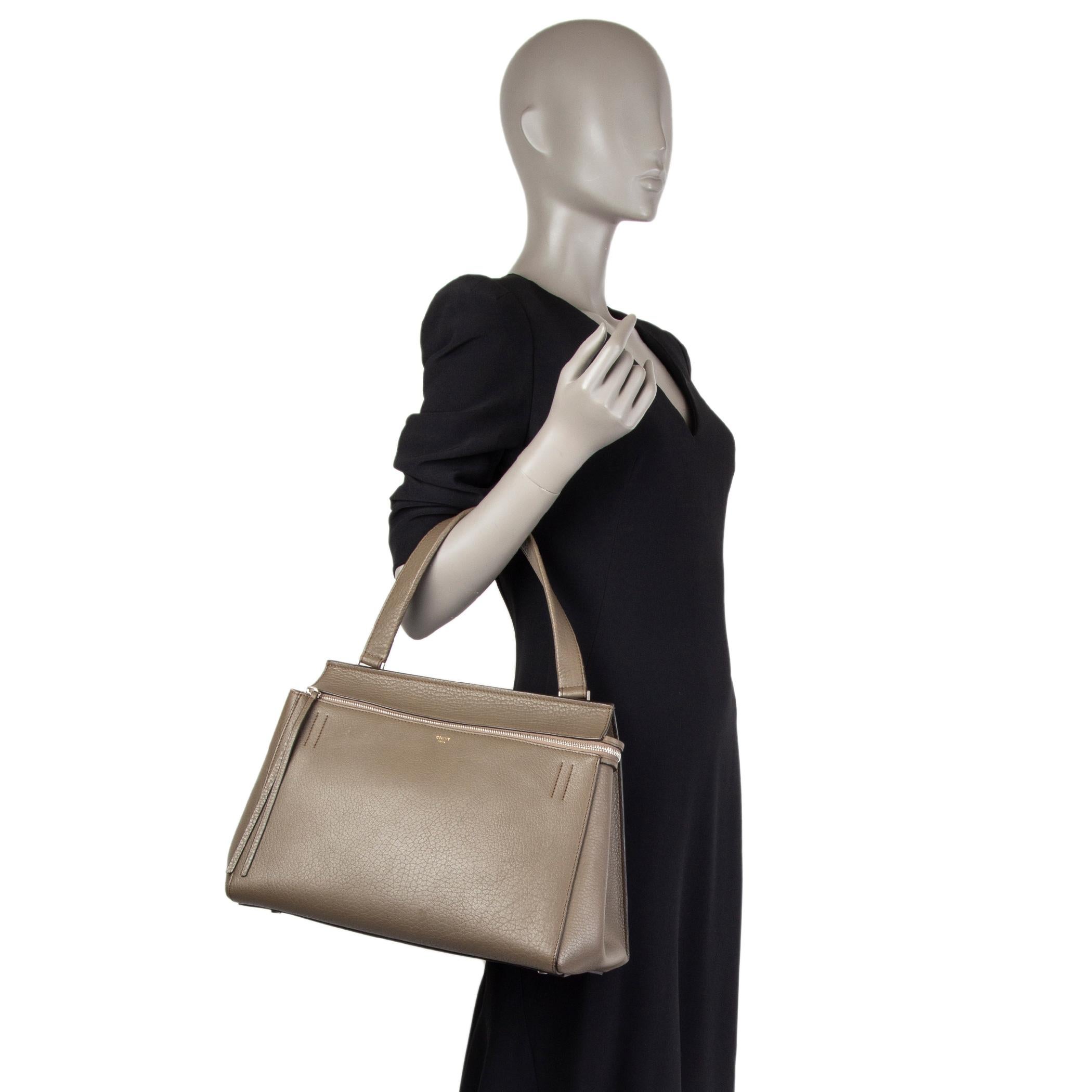 Women's CELINE dark khaki leather EDGE MEDIUM Shoulder Bag