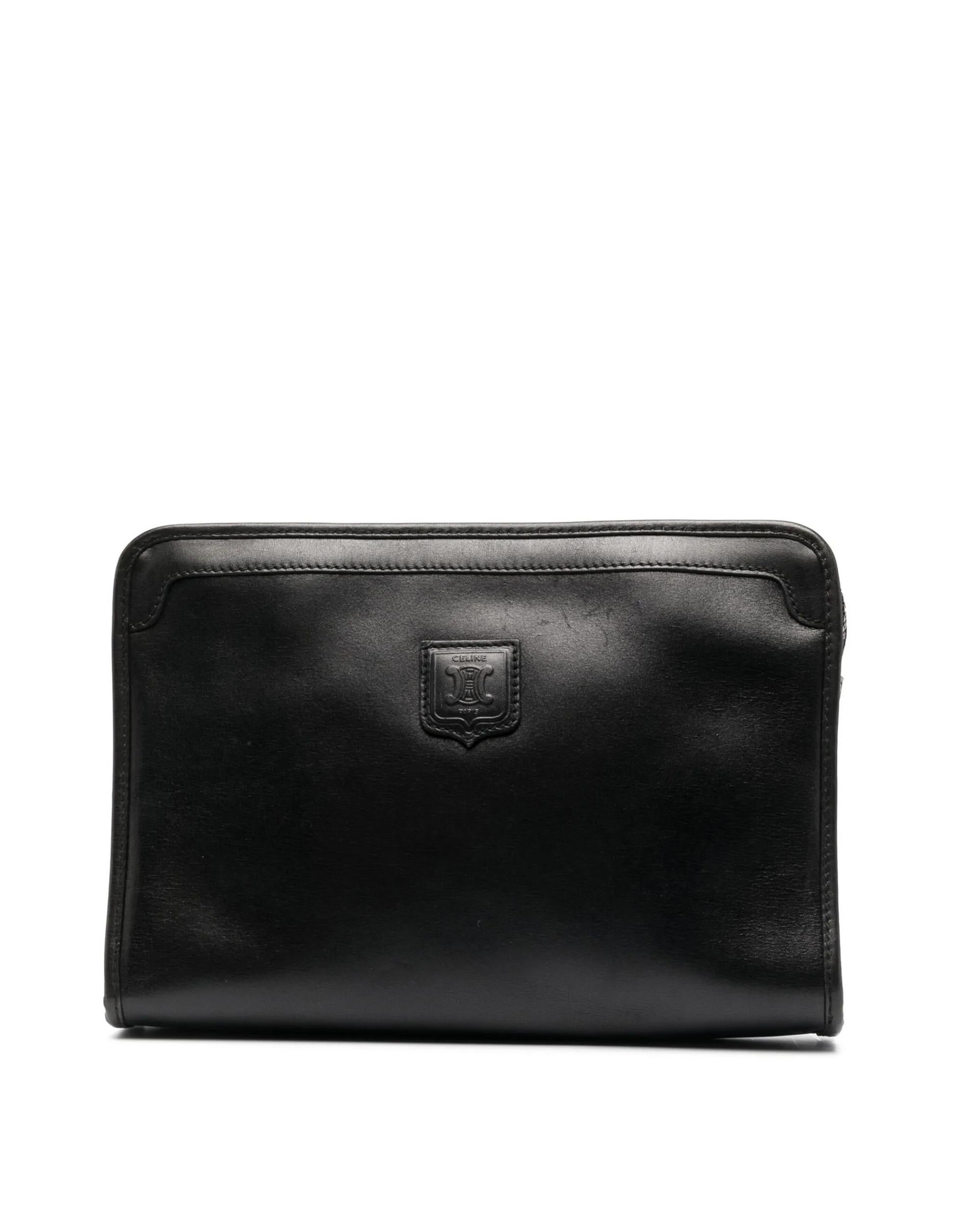Celine Dark Navy Logo Triomphe Patch Clutch Bag en vente 7