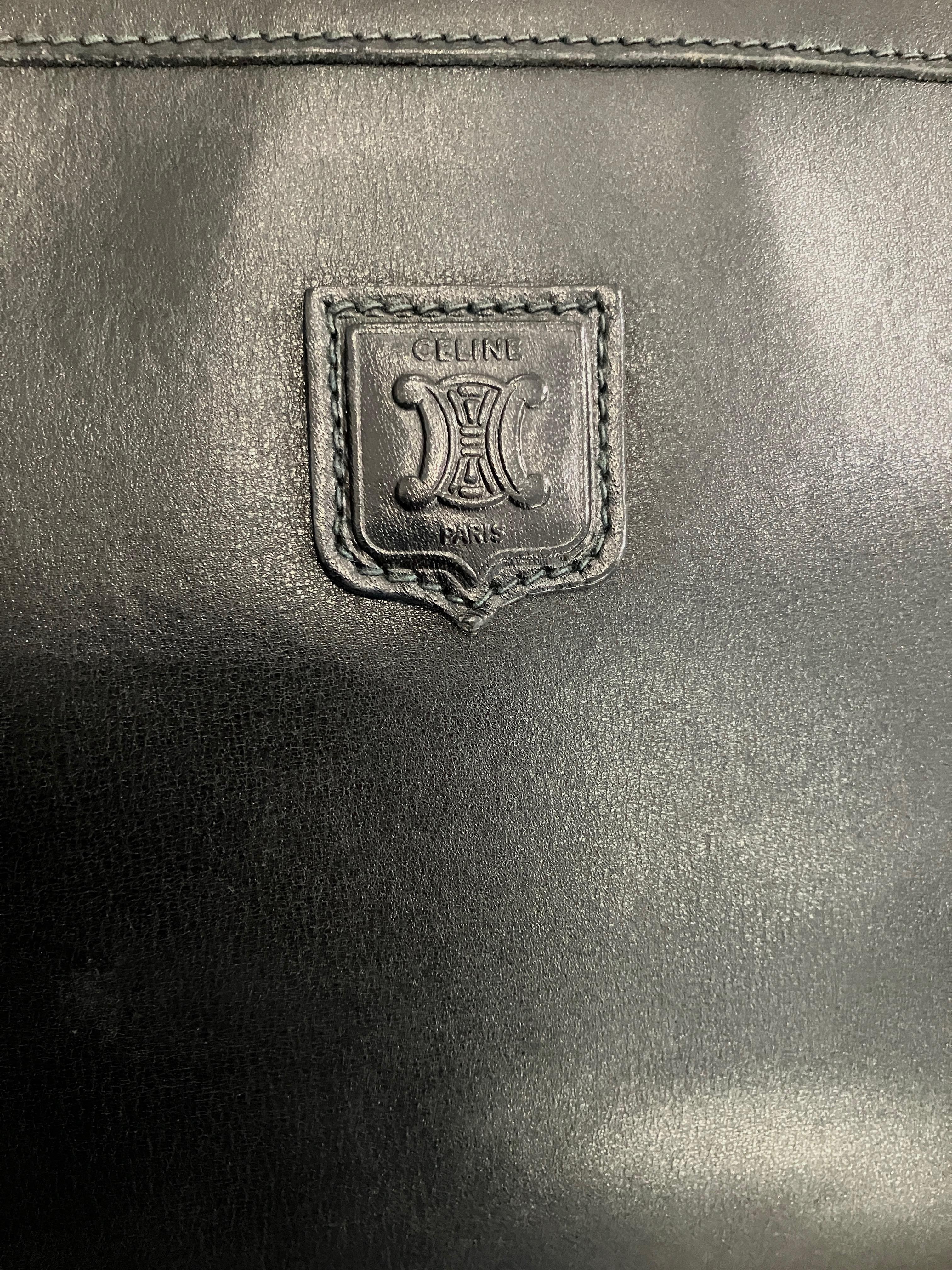 Celine Dark Navy Logo Triomphe Patch Clutch Bag en vente 2