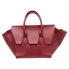 Celine Dark Red Leather Small Tie Tote