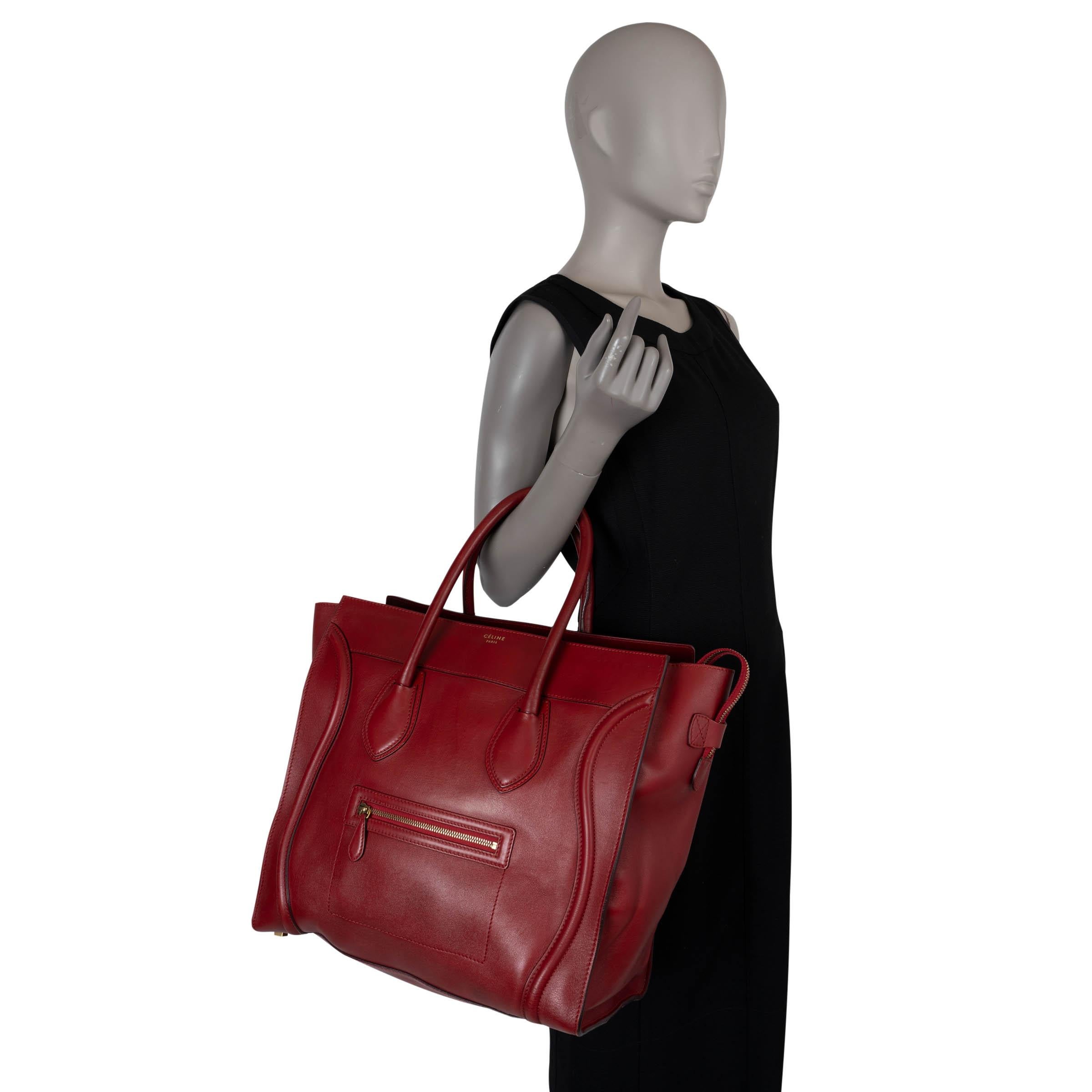 Bolsa Tote CELINE de piel Palmelato rojo oscuro LUGGAGE MEDIUM en venta 5